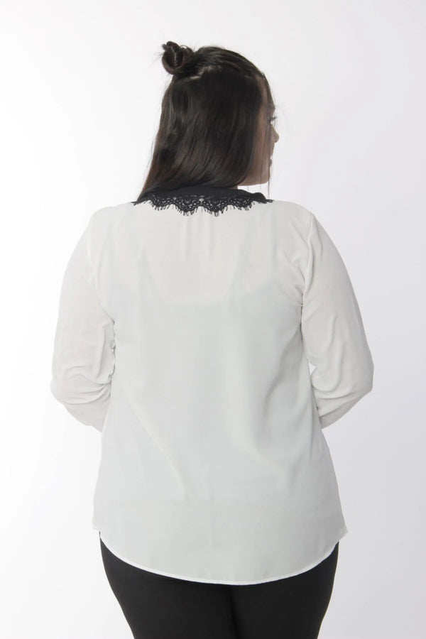 Crew Neck Buttoned Placket Blouse