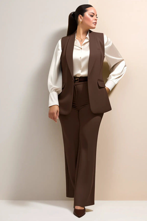 Женский черный повседневный жилет большого размера - Офисный образ | Стиль и комфорт в одном