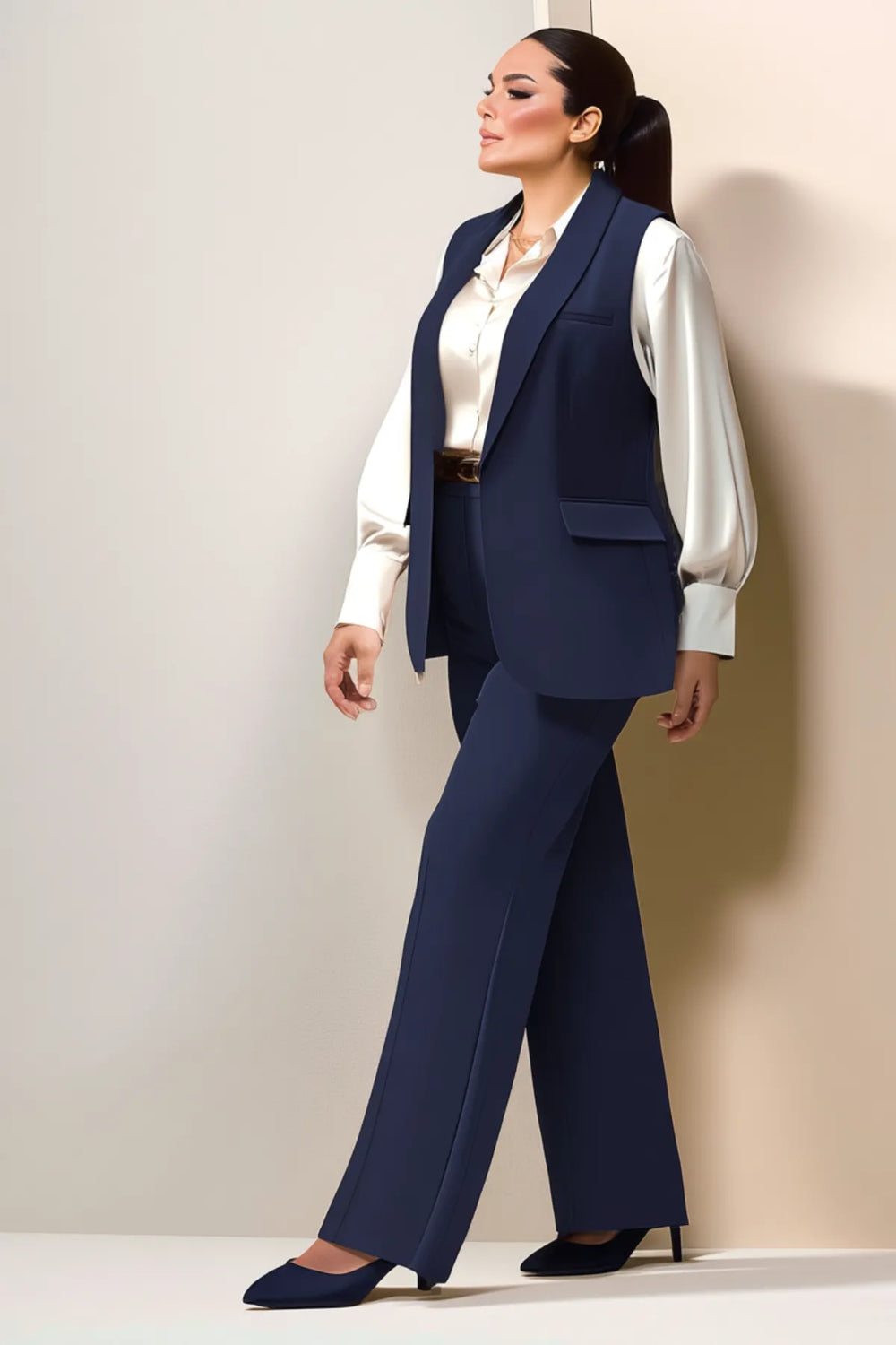 Женский черный повседневный жилет большого размера - Офисный образ | Стиль и комфорт в одном - Image 2