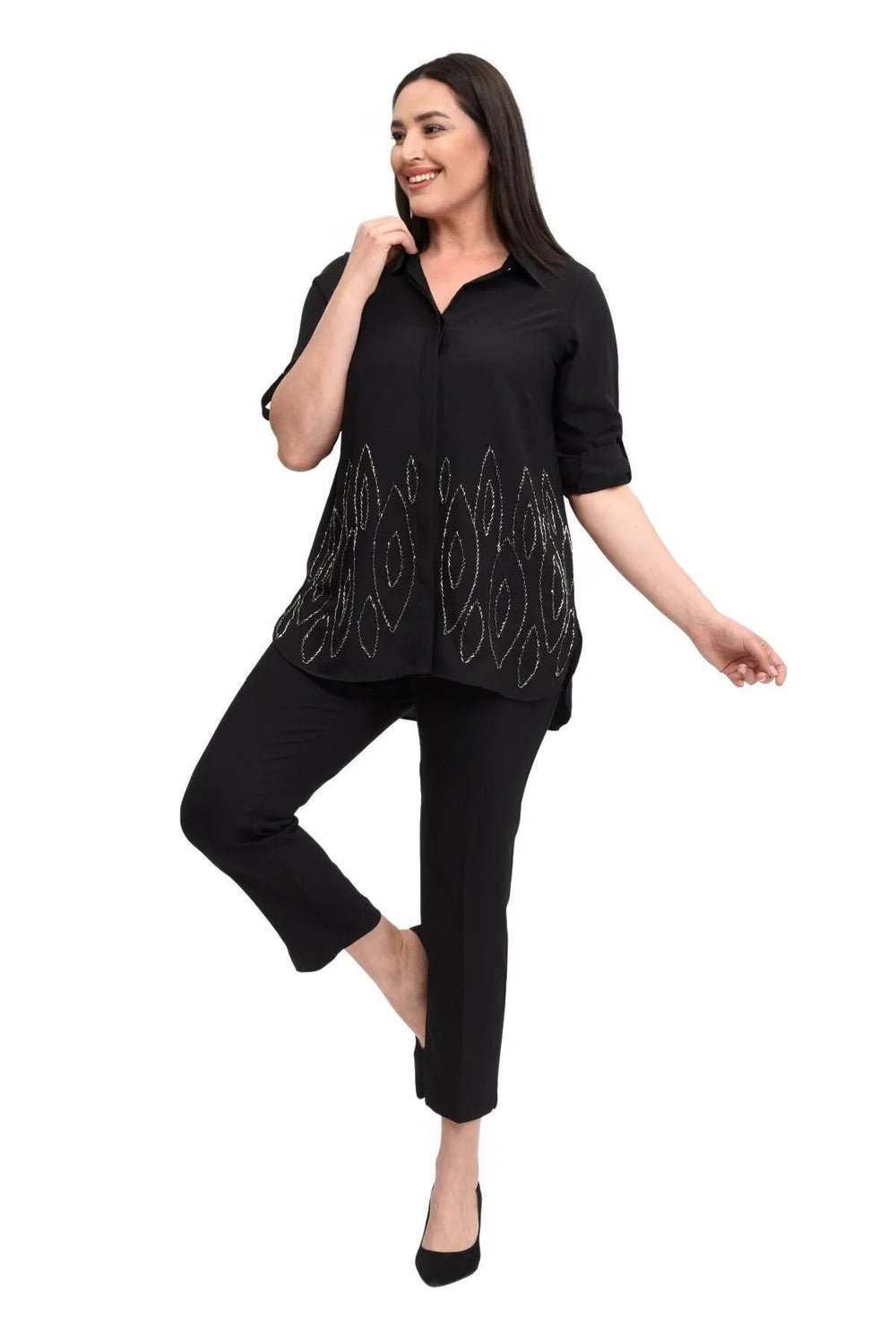Для тех, кто ищет комфорт и стиль: блузка большого размера с бисером - Image 2