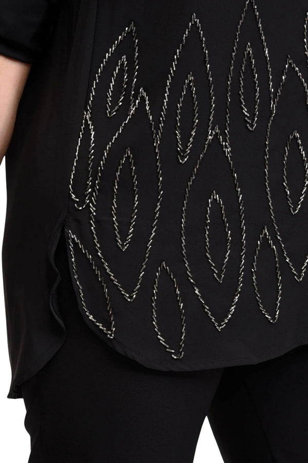 Для тех, кто ищет комфорт и стиль: блузка большого размера с бисером