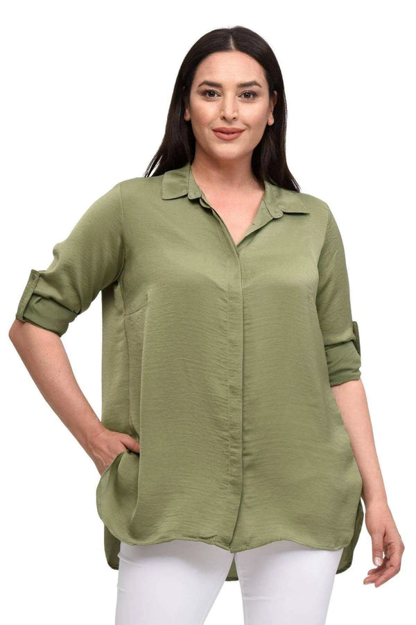 Büyük Beden Çiçek Desenli Jesica Abiye Gömlek - Pamuklu Viskon