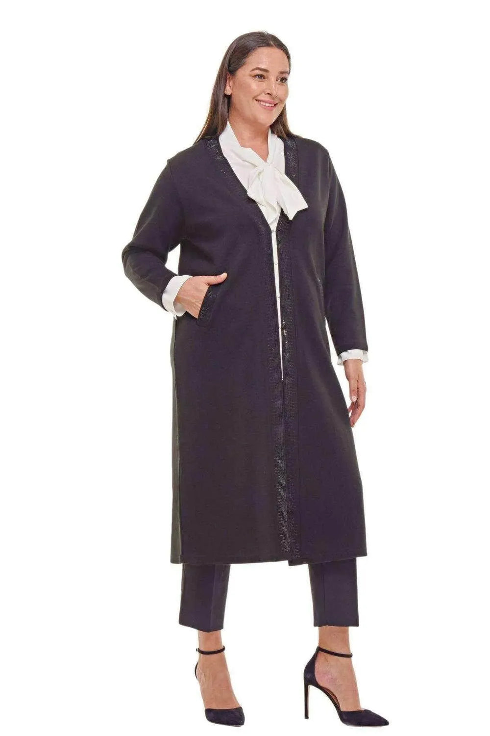 Büyük Beden  Çelik Örgü Triko Hırka - Pamuk Viskon Karışımı - Image 1