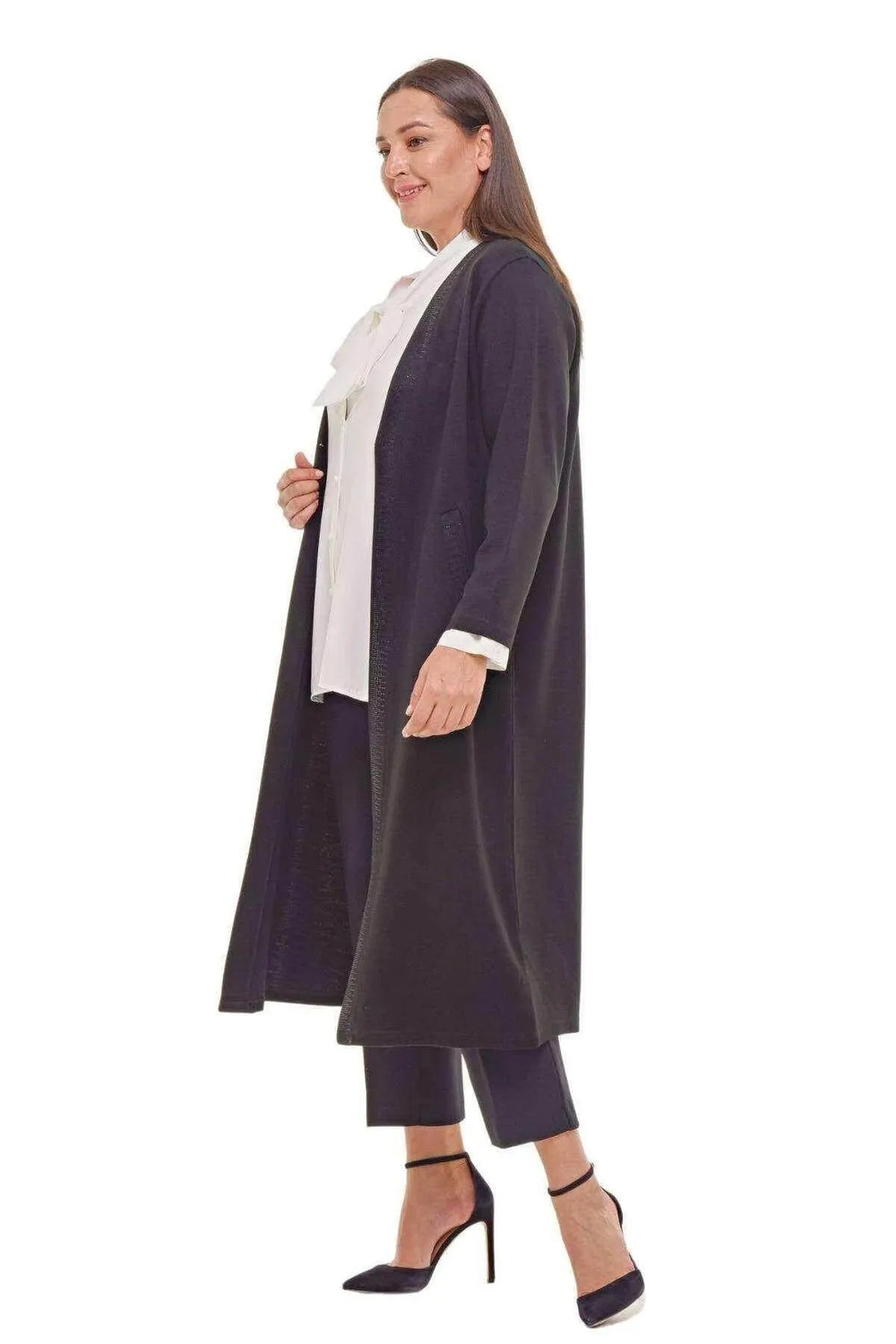 Büyük Beden  Çelik Örgü Triko Hırka - Pamuk Viskon Karışımı - Image 3