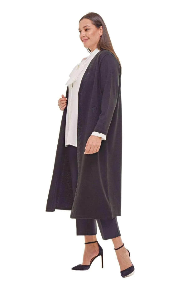 Büyük Beden  Çelik Örgü Triko Hırka - Pamuk Viskon Karışımı