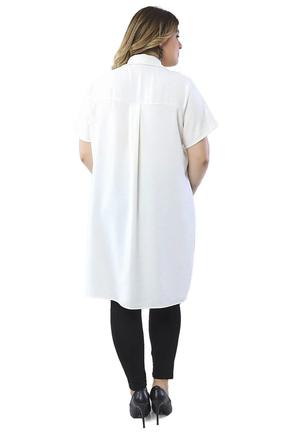 Plus Size Floral Pattern Tunic Shirt - Side Slit Detail - Image 4