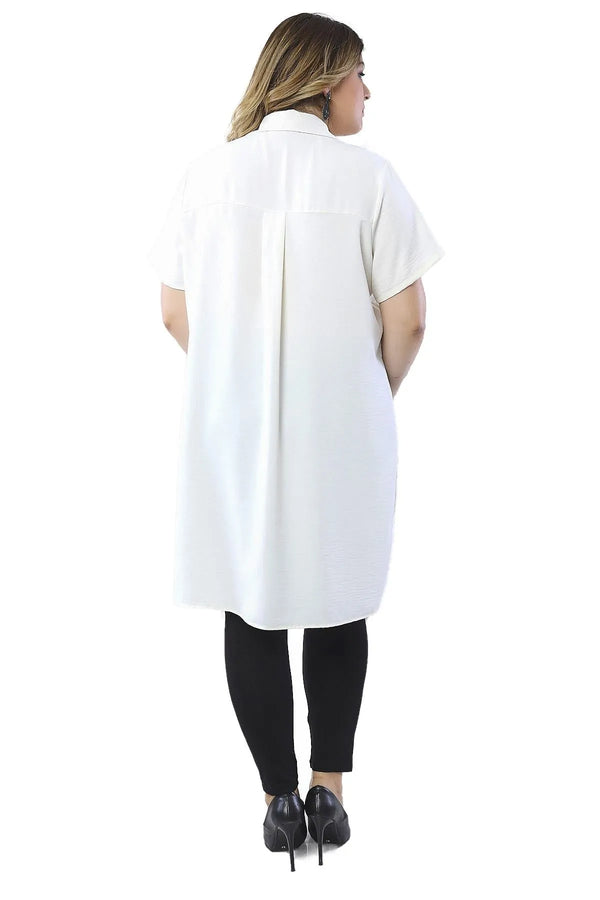 Plus Size Floral Pattern Tunic Shirt - Side Slit Detail