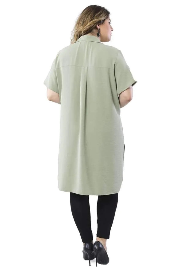 Plus Size Floral Pattern Tunic Shirt - Side Slit Detail