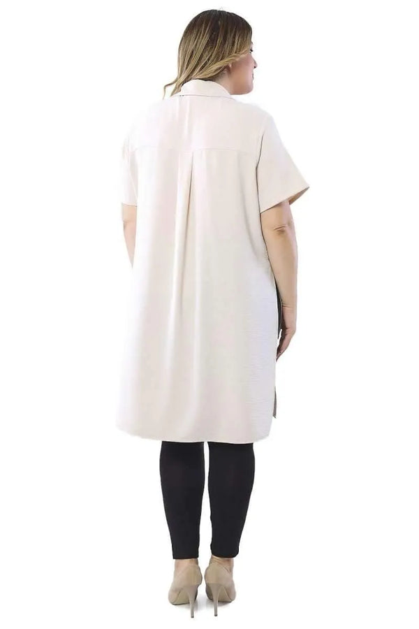 Plus Size Floral Pattern Tunic Shirt - Side Slit Detail