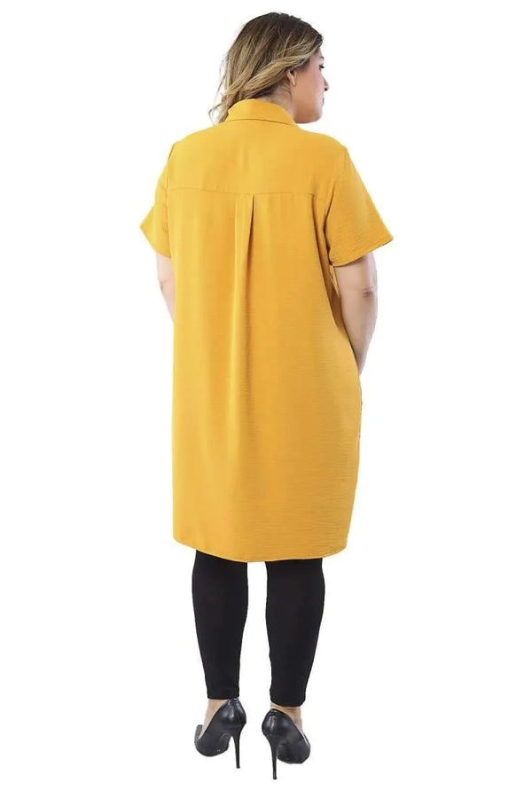 Plus Size Floral Pattern Tunic Shirt - Side Slit Detail