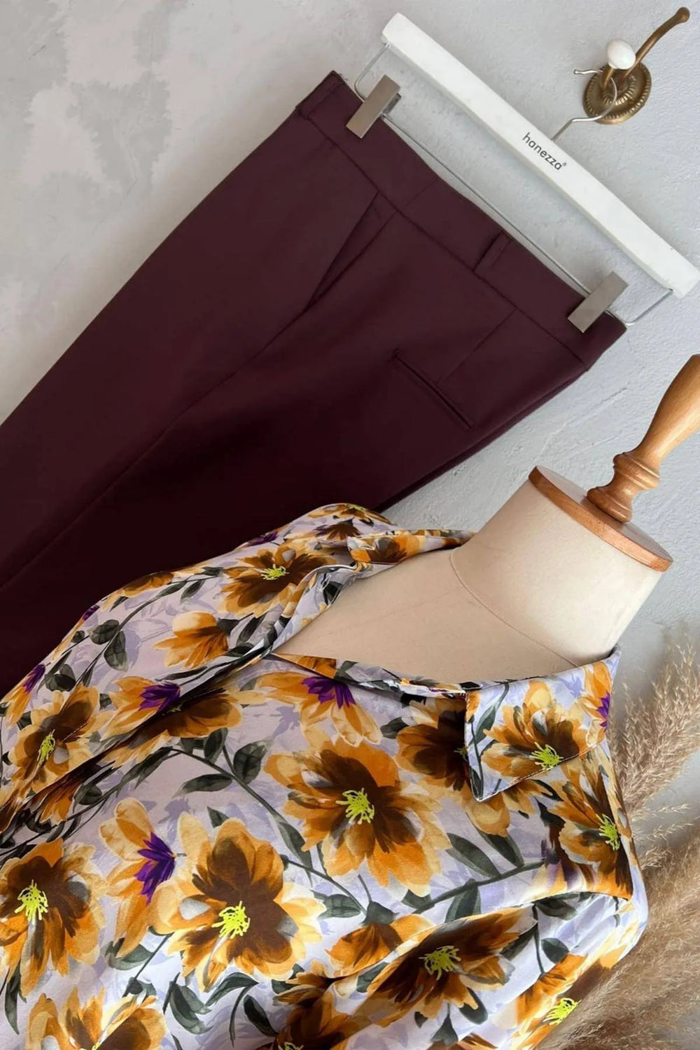 Büyük Beden Çiçekli Gömlek Pamuklu Viskon Modern Kesim - Image 9