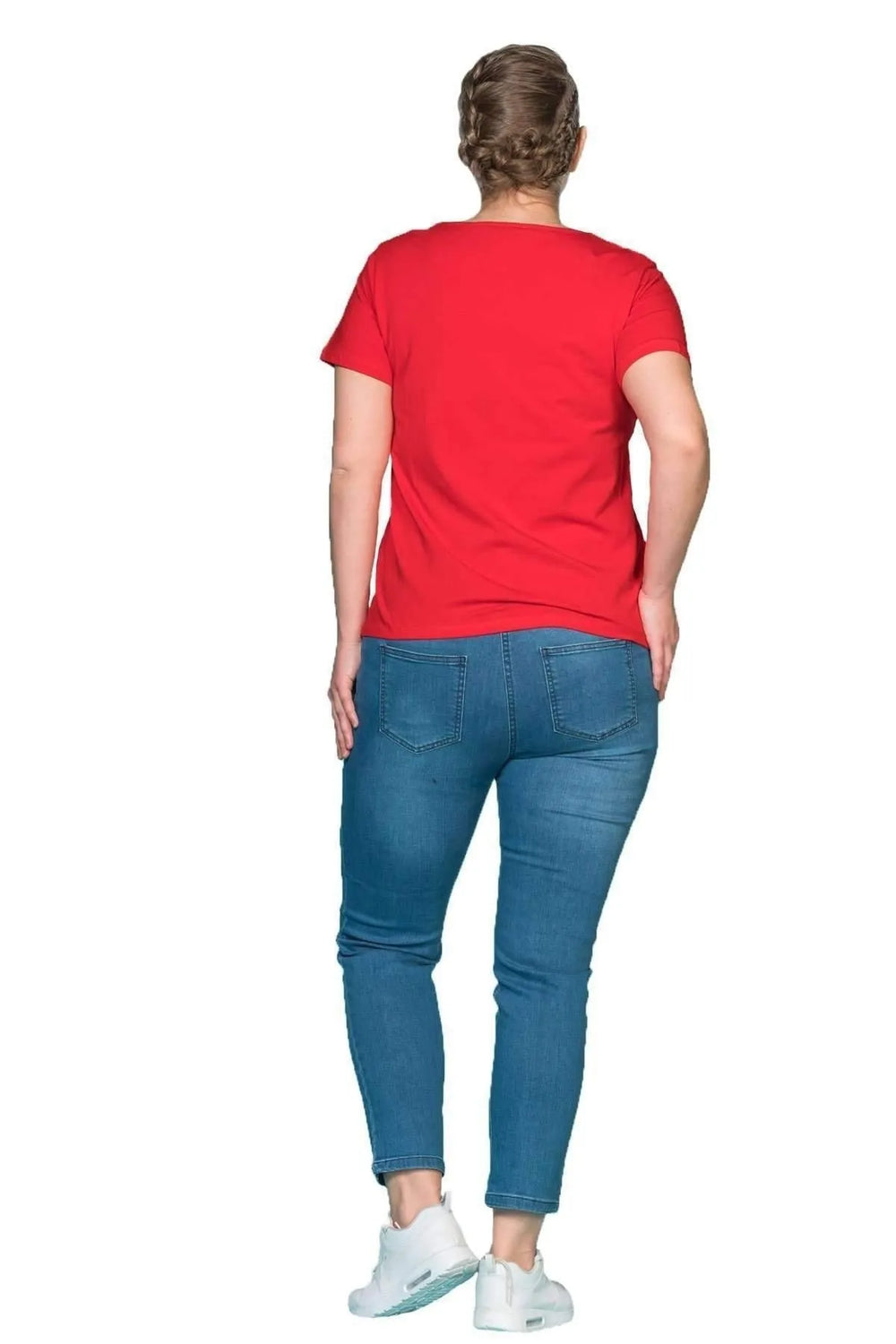 Plus Size Damen T-Shirt in Anthrazit mit Taschendetail und Rundhalsausschnitt - Image 5