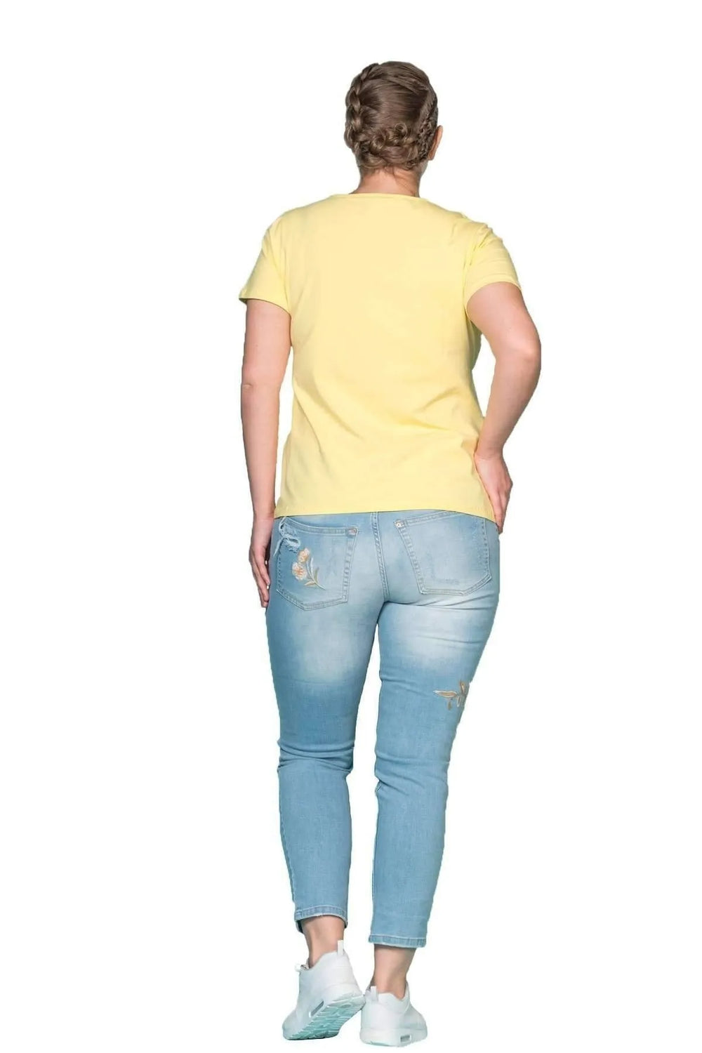 Plus Size Damen T-Shirt in Anthrazit mit Taschendetail und Rundhalsausschnitt - Image 10
