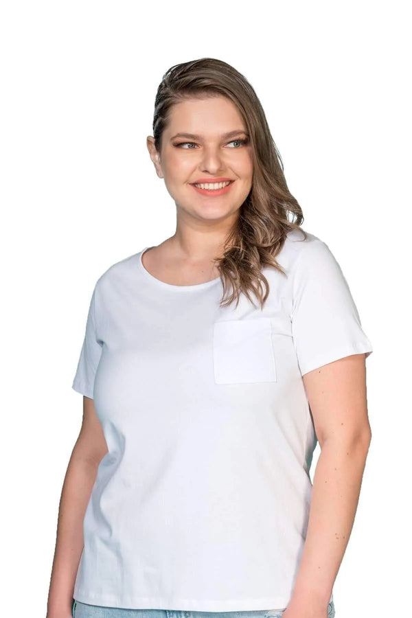 Plus Size Damen T-Shirt in Anthrazit mit Taschendetail und Rundhalsausschnitt