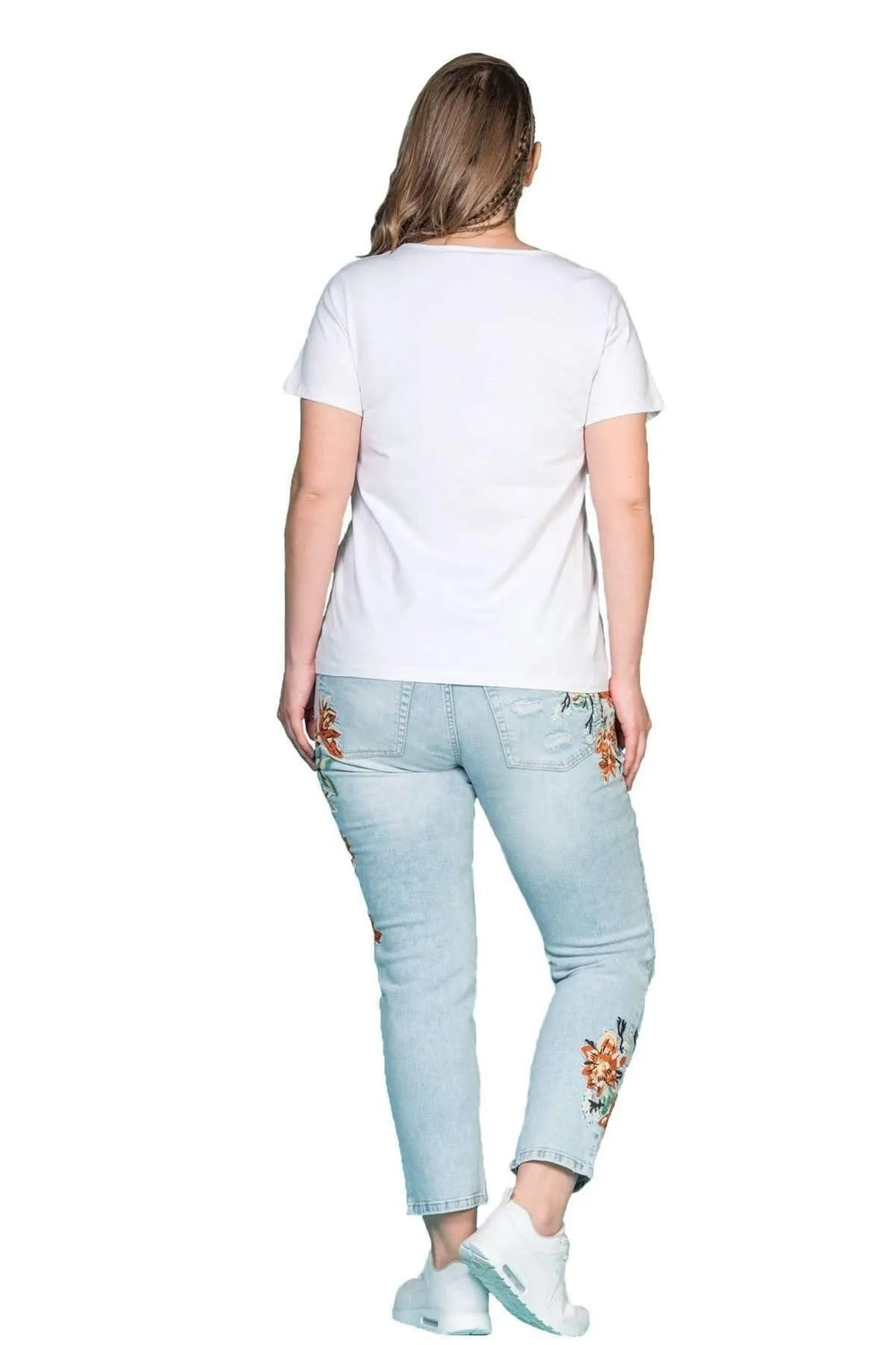 Plus Size Damen T-Shirt in Anthrazit mit Taschendetail und Rundhalsausschnitt - Image 18