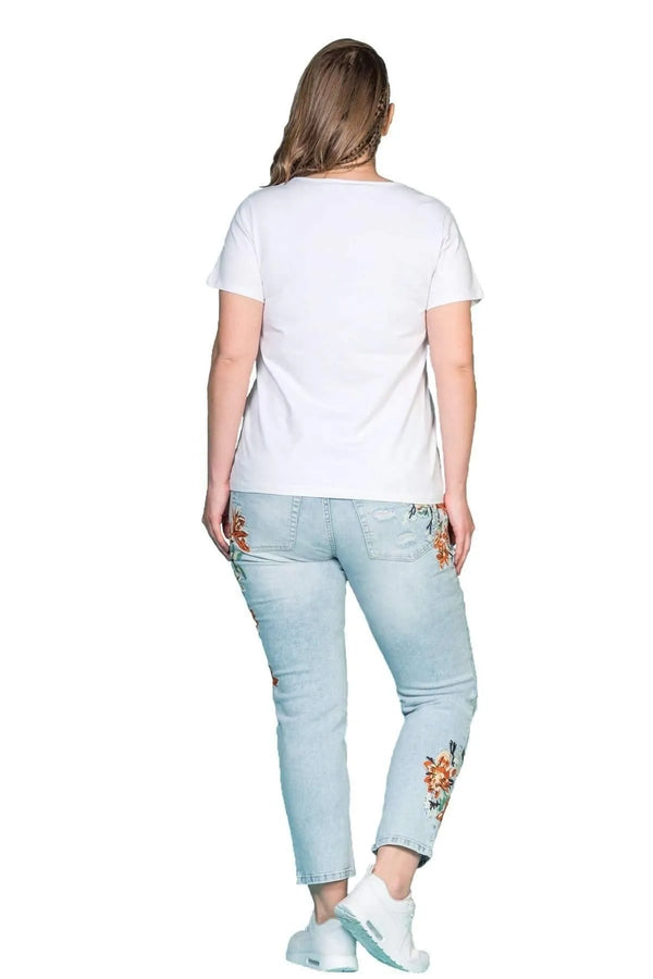 Plus Size Damen T-Shirt in Anthrazit mit Taschendetail und Rundhalsausschnitt