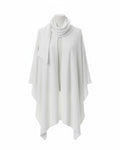 Weißer Baumwoll-Poncho für Damen große Größen mit integriertem Schal – Modest Fashion