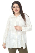 Weiße Tunika-Bluse in Übergröße mit Polka-Dot-Muster für Damen