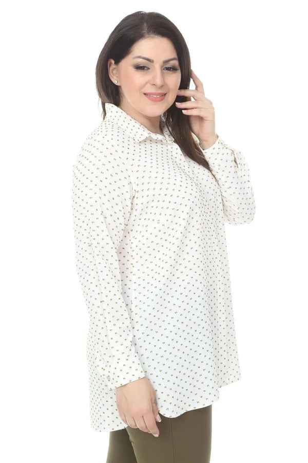Weiße Tunika-Bluse in Übergröße mit Polka-Dot-Muster für Damen