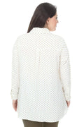 Weiße Tunika-Bluse in Übergröße mit Polka-Dot-Muster für Damen