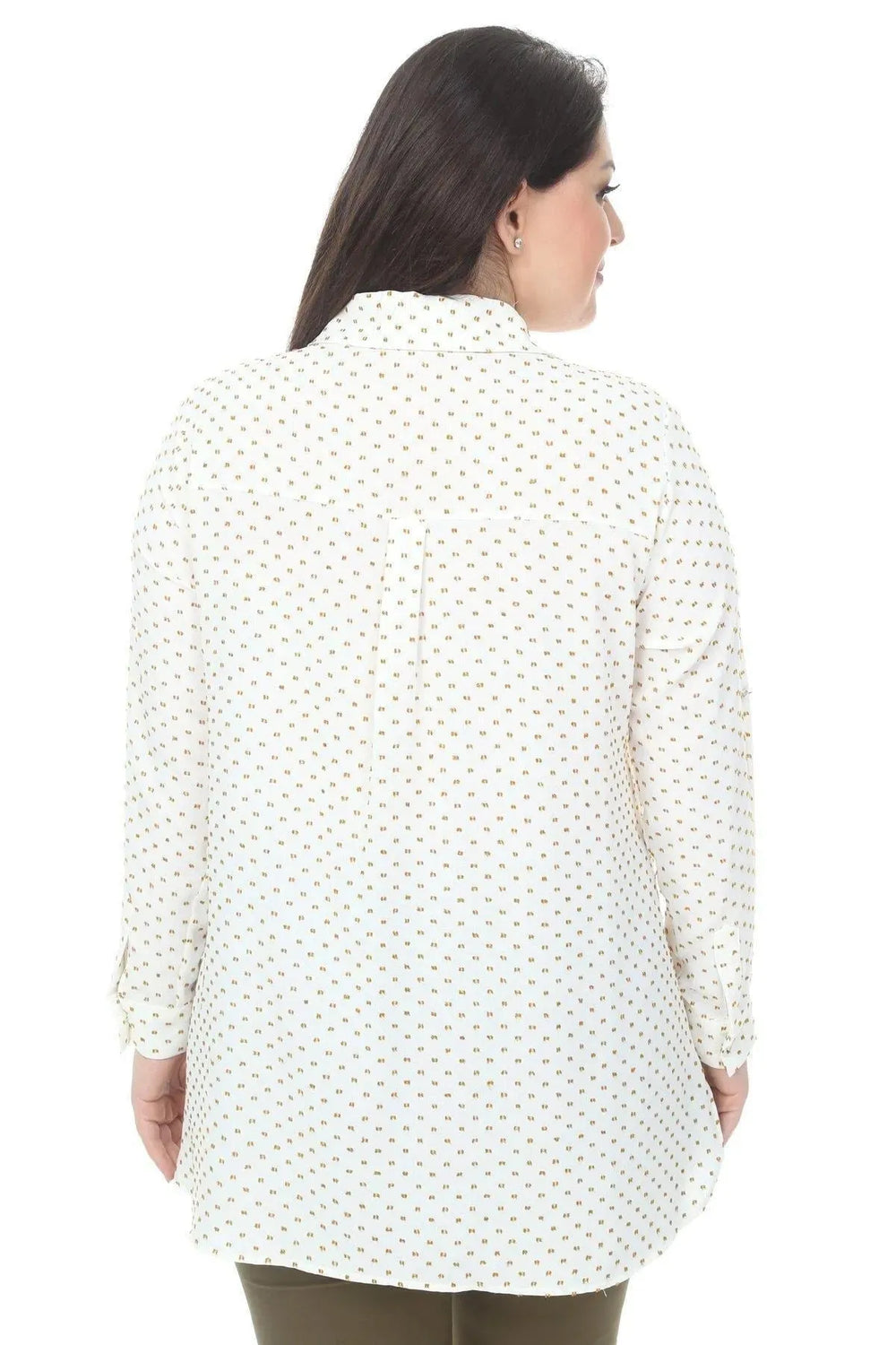 Weiße Tunika-Bluse in Übergröße mit Polka-Dot-Muster für Damen - Image 5