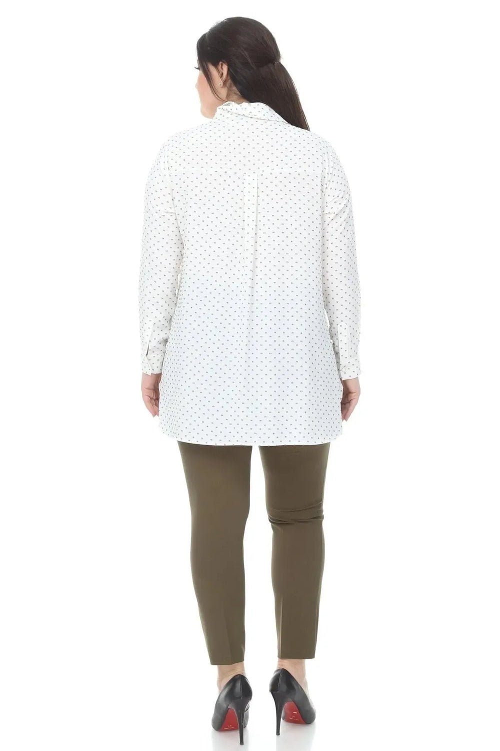 Weiße Tunika-Bluse in Übergröße mit Polka-Dot-Muster für Damen - Image 9