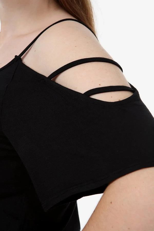 Plus Size Women's White Viscose Cold-Shoulder Summer Blouse