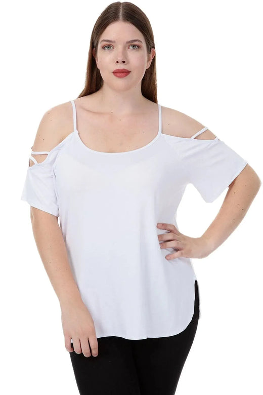 Blouse blanche viscose épaules dénudées grande taille