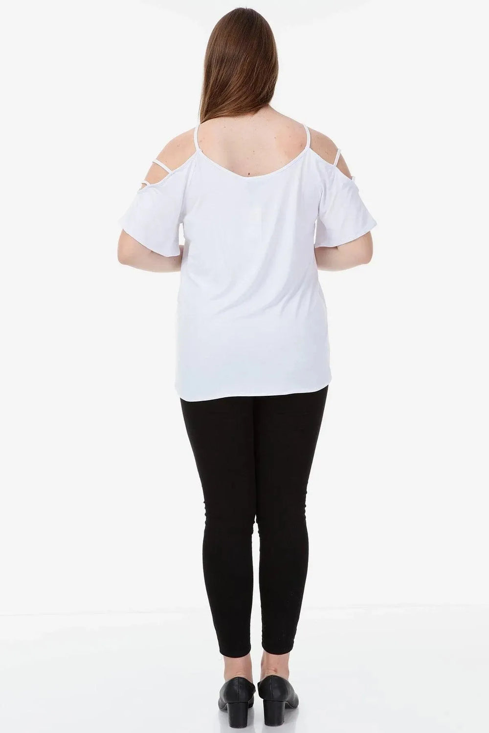 Plus Size Women's White Viscose Cold-Shoulder Summer Blouse - Image 7