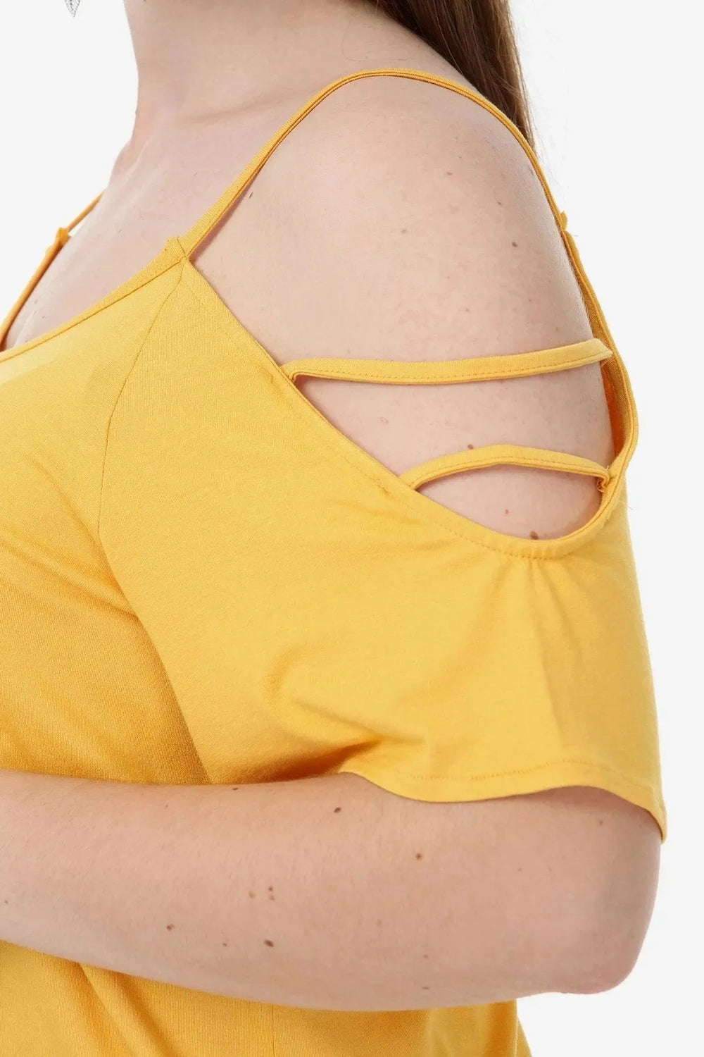 Plus Size Women's White Viscose Cold-Shoulder Summer Blouse - Image 12