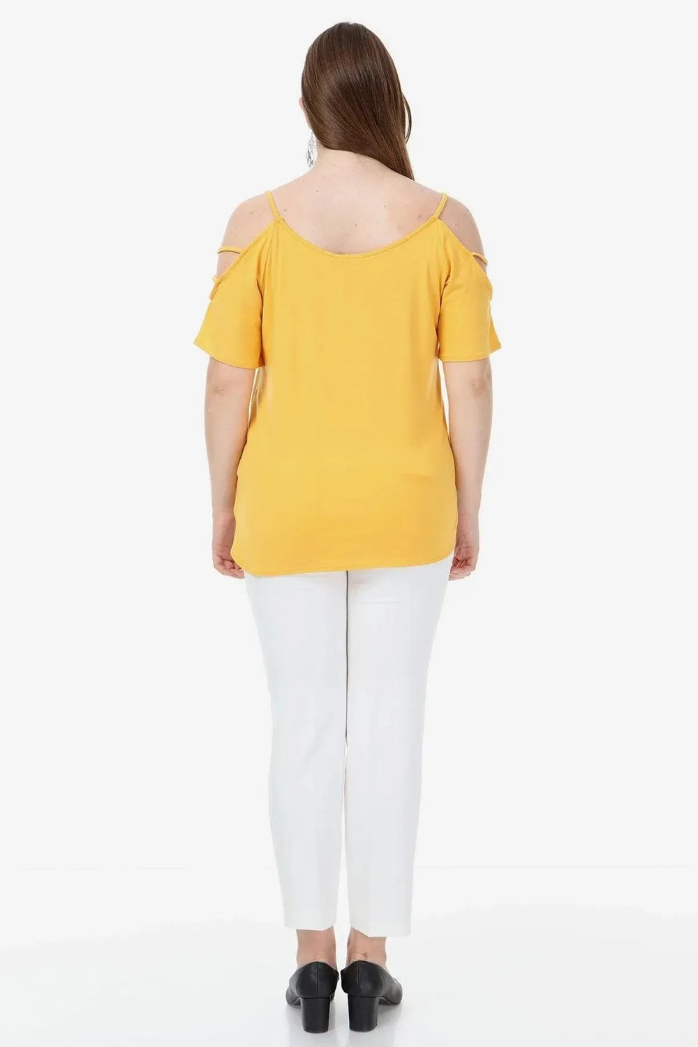 Plus Size Women's White Viscose Cold-Shoulder Summer Blouse - Image 13