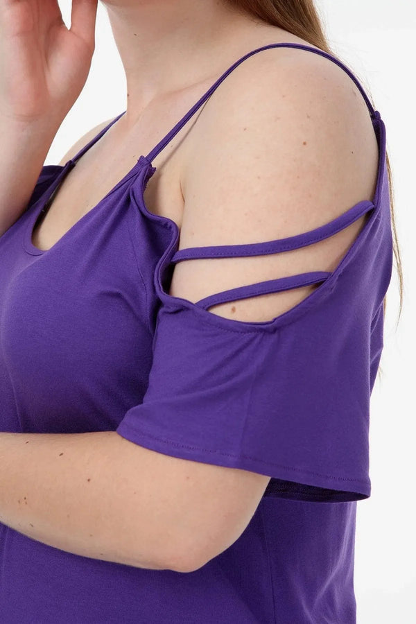 Plus Size Women's White Viscose Cold-Shoulder Summer Blouse