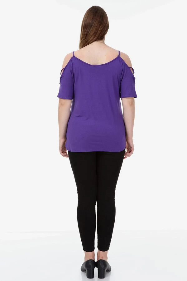 Plus Size Women's White Viscose Cold-Shoulder Summer Blouse