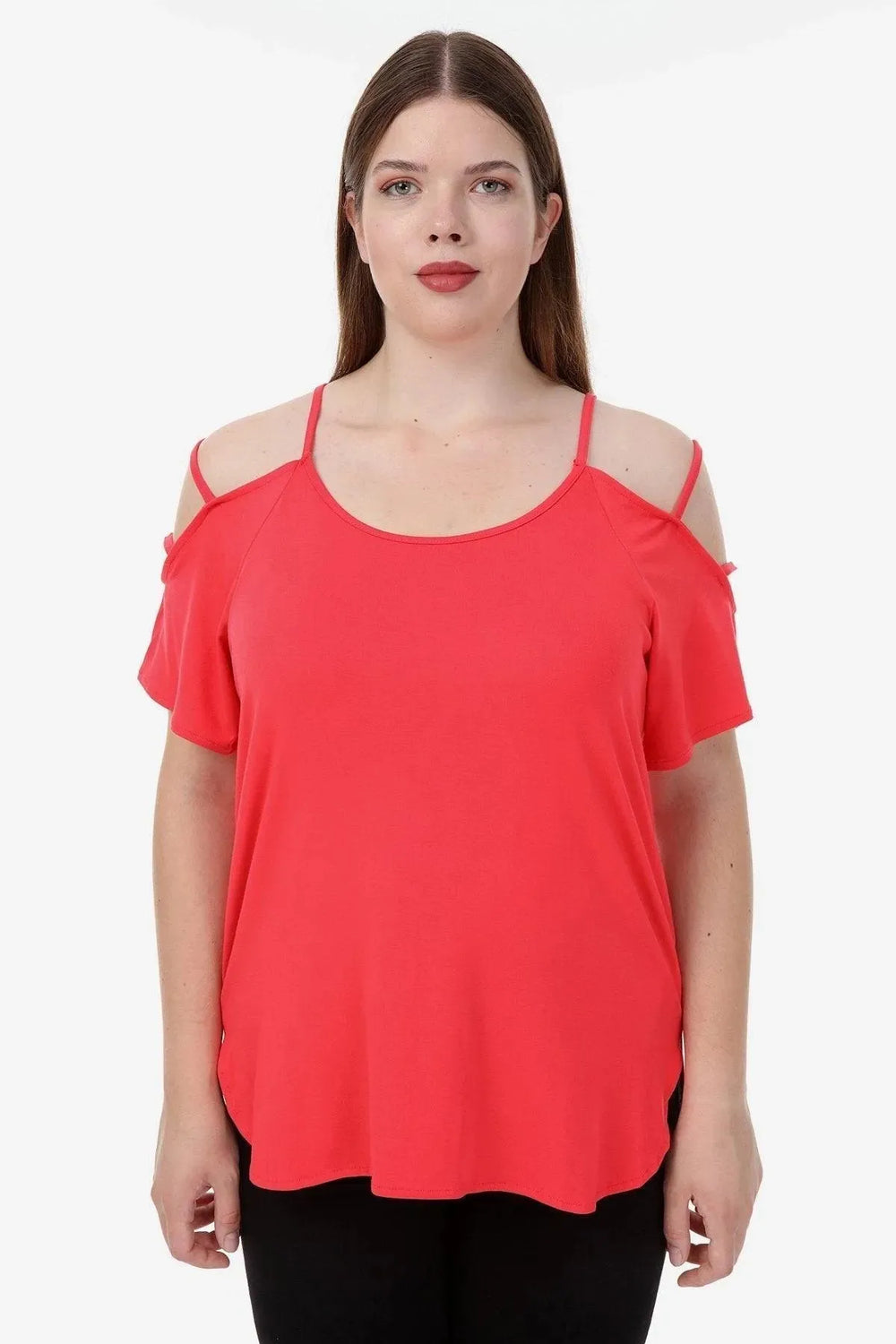 Plus Size Women's White Viscose Cold-Shoulder Summer Blouse - Image 20