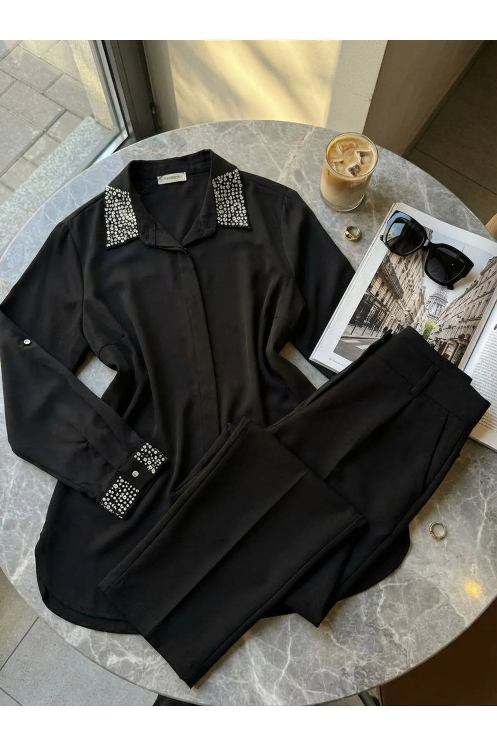 Женская рубашка больших размеров с вышивкой бисером - Image 2