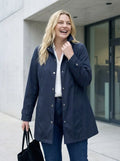 Plus Size Women's Burgundy Water-Repellent Comfort Fit Lined Trench Coat