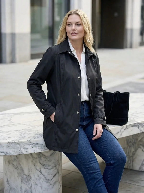 Женский бордовый тренч больших размеров с водоотталкивающим эффектом и комфортным кроем на подкладке