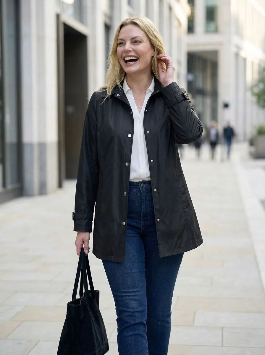 Женский бордовый тренч больших размеров с водоотталкивающим эффектом и комфортным кроем на подкладке - Image 19