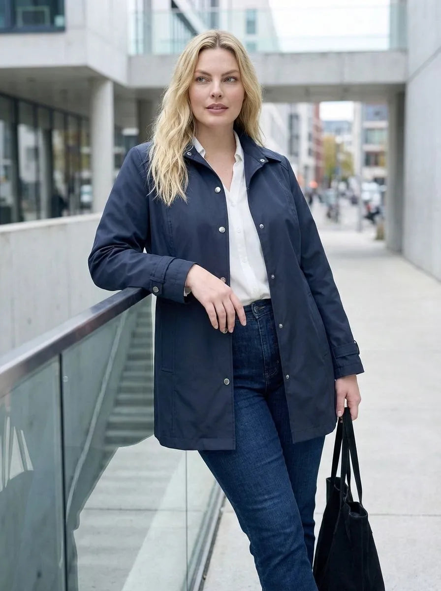 Plus Size Women's Burgundy Water-Repellent Comfort Fit Lined Trench Coat