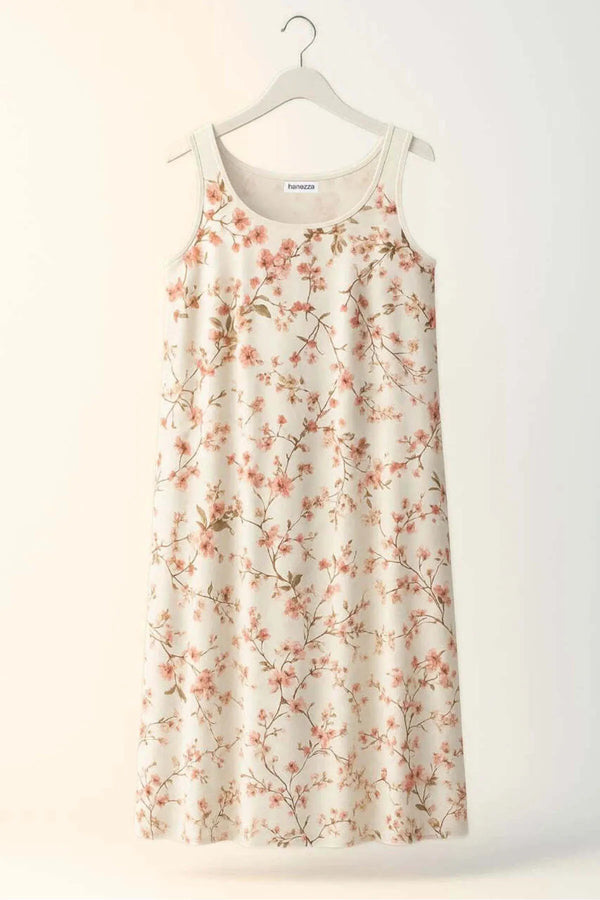 Büyük Beden Kadın Büyük Beden Kadın Çiçek Desenli Tül Şifon Kolsuz Yazlık Elbise Büyük Beden Elbise Beyaz Çiçekli