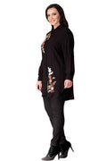 Damen Tunika-Bluse mit Blumenstickerei in großen Größen