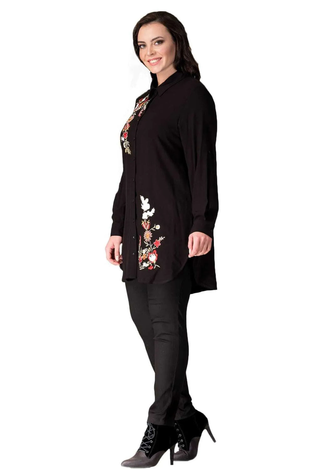 Women's Plus Size Floral Embroidered Tunic Shirt - Image 2