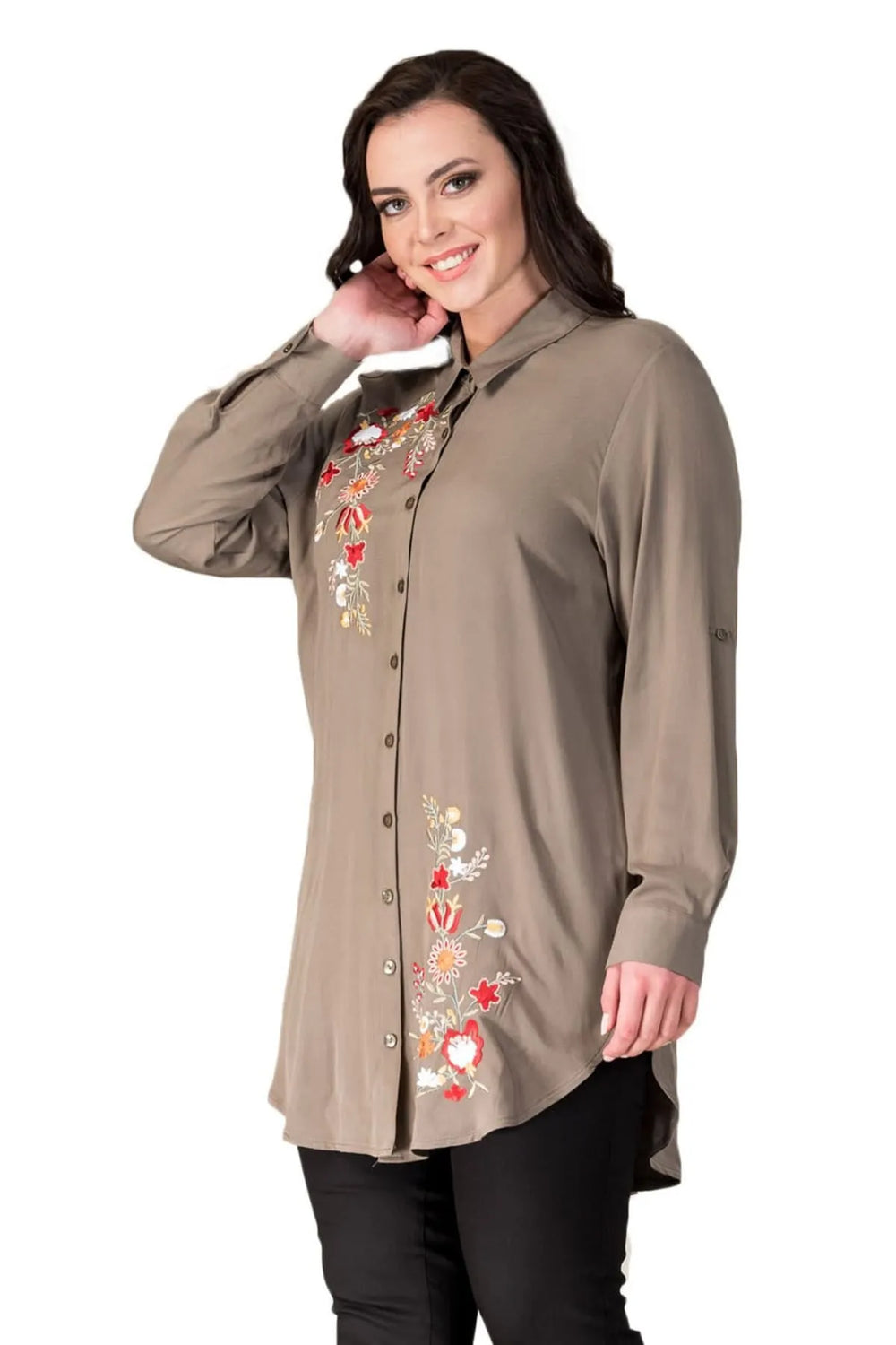 Women's Plus Size Floral Embroidered Tunic Shirt - Image 5