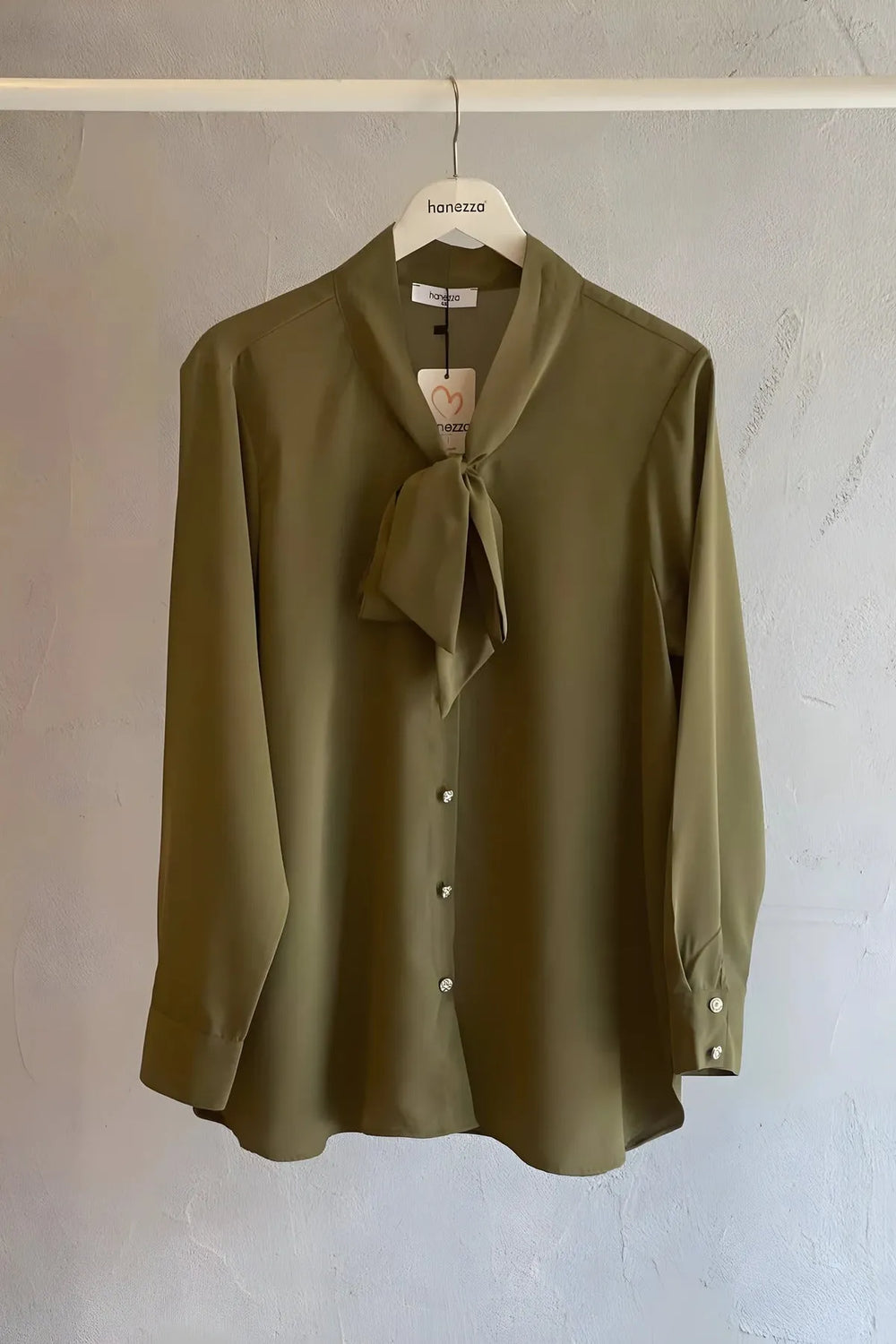 Hanezza Большой Размер Рубашка Jesica с Галстуком на Воротнике - Image 14