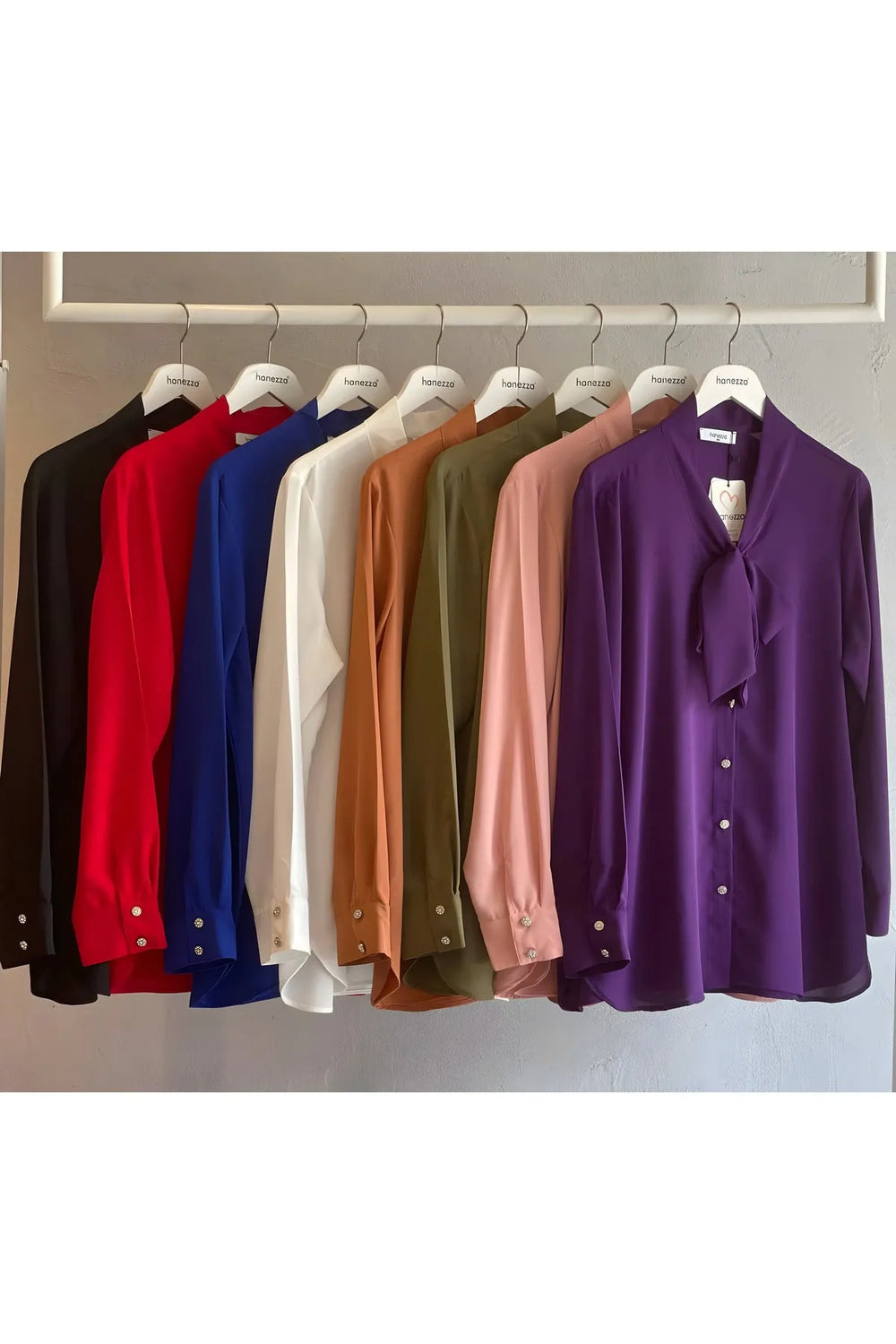 Hanezza Большой Размер Рубашка Jesica с Галстуком на Воротнике - Image 16