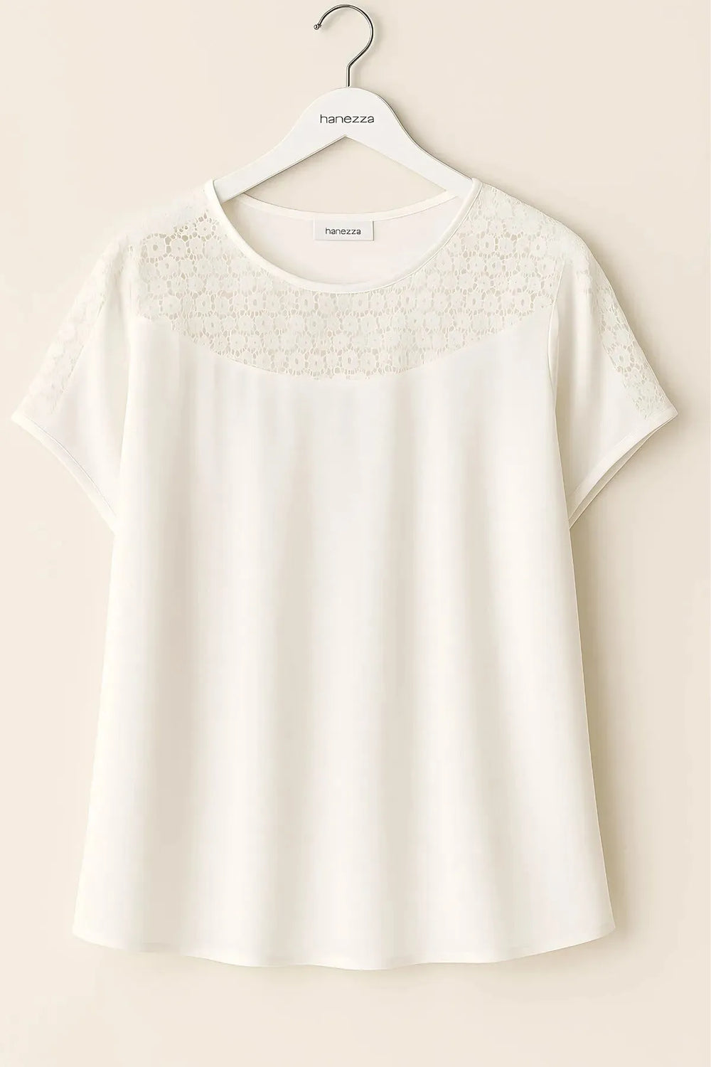 Plus Size Women's Fuchsia Guipure Detailed Short Sleeve Blouse - Image 1