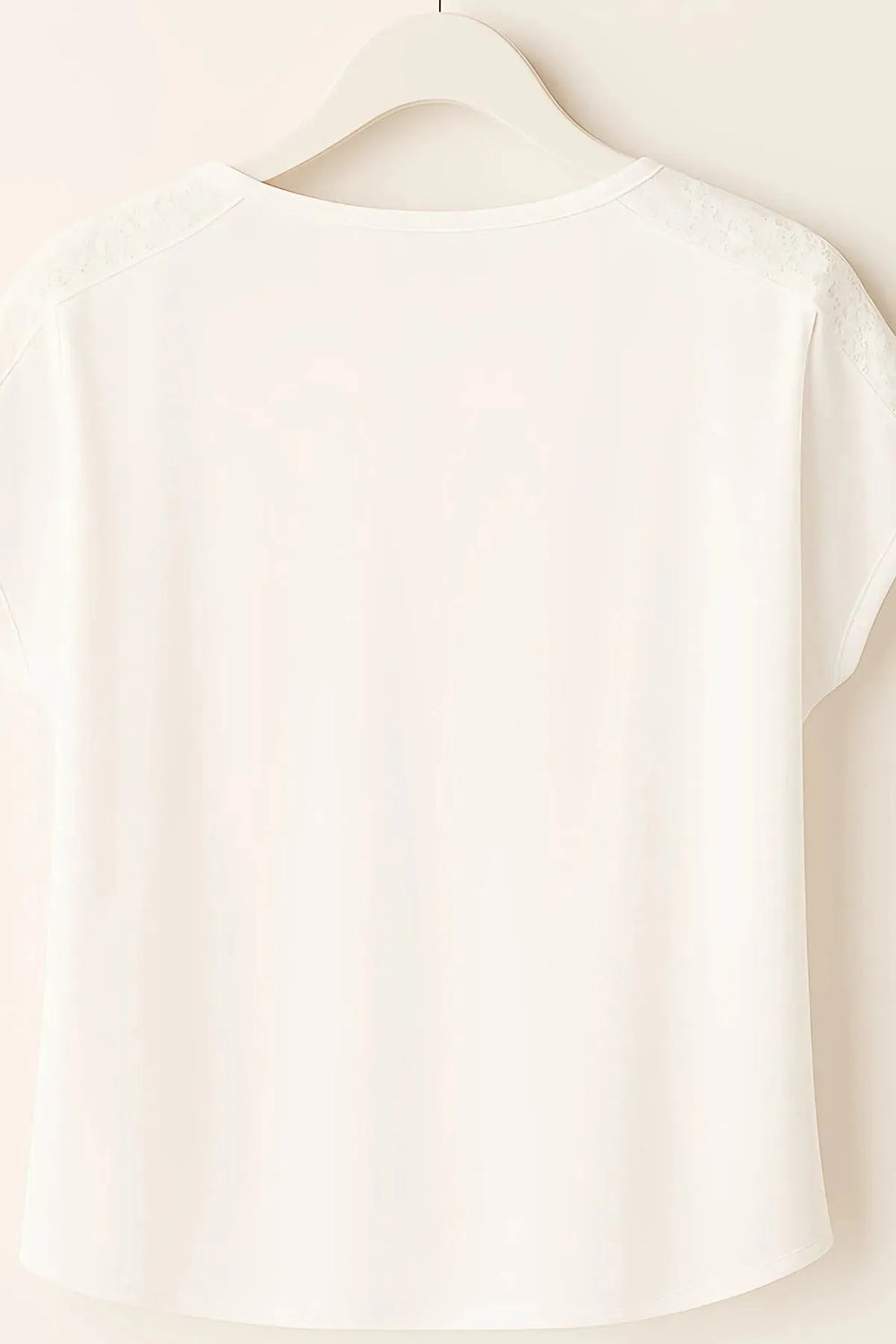 Plus Size Women's Fuchsia Guipure Detailed Short Sleeve Blouse - Image 3