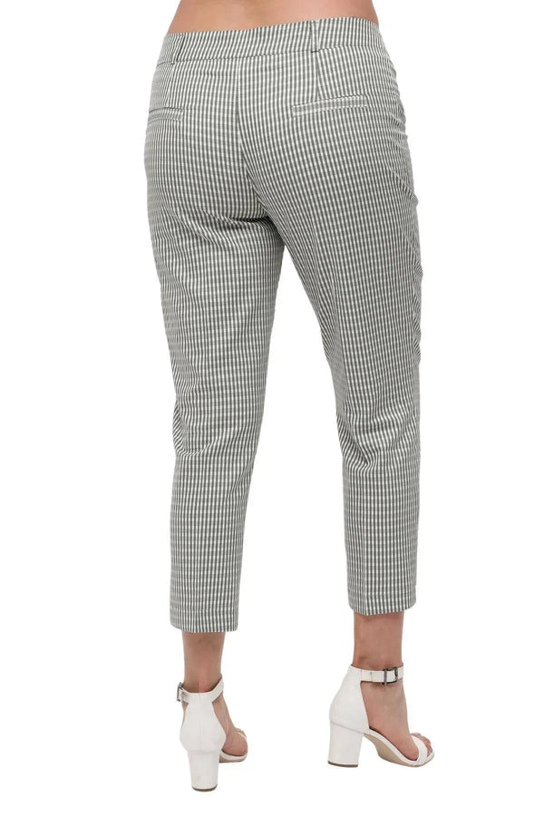 Büyük Beden Kadın Gri Pötikare Desenli Pamuklu Viskon Kapri