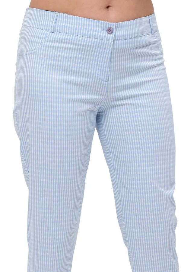 Büyük Beden Kadın Gri Pötikare Desenli Pamuklu Viskon Kapri