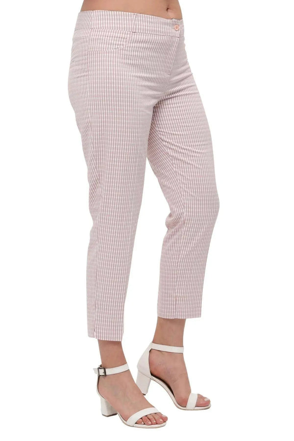 Büyük Beden Kadın Gri Pötikare Desenli Pamuklu Viskon Kapri